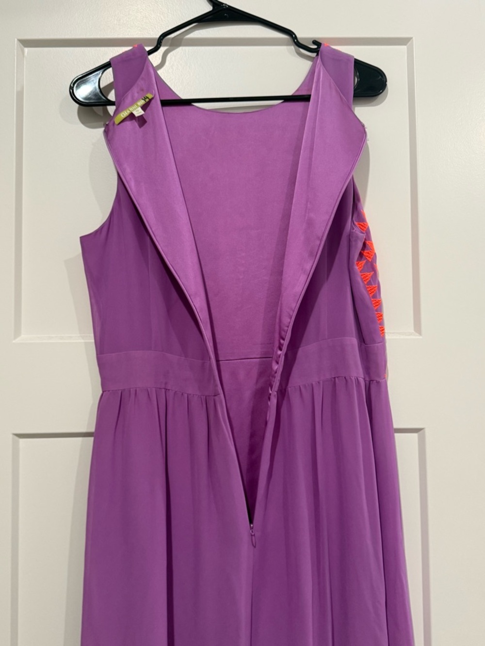 Gianni Bini Embroidered Maxi Dress | Size 10 | Purple & Coral Sleeveless Dress - Picture 6 of 6
